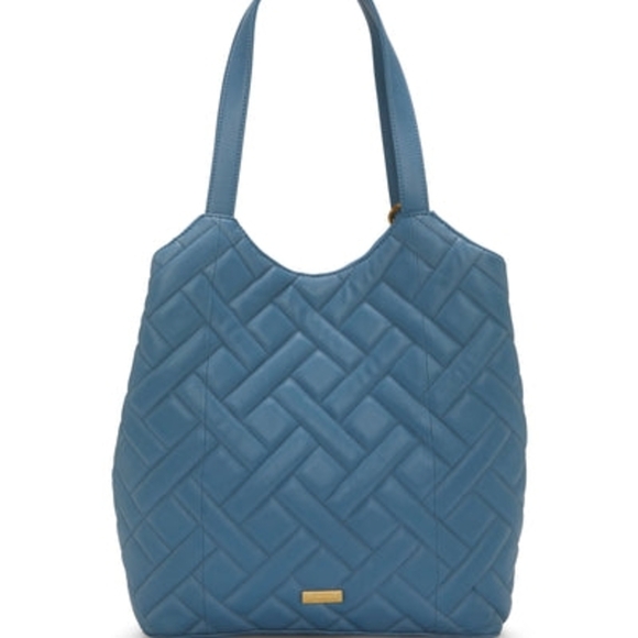 Vince Camuto Blue Quilted Shoulder Bag with Gold Charm - Picture 3 of 6